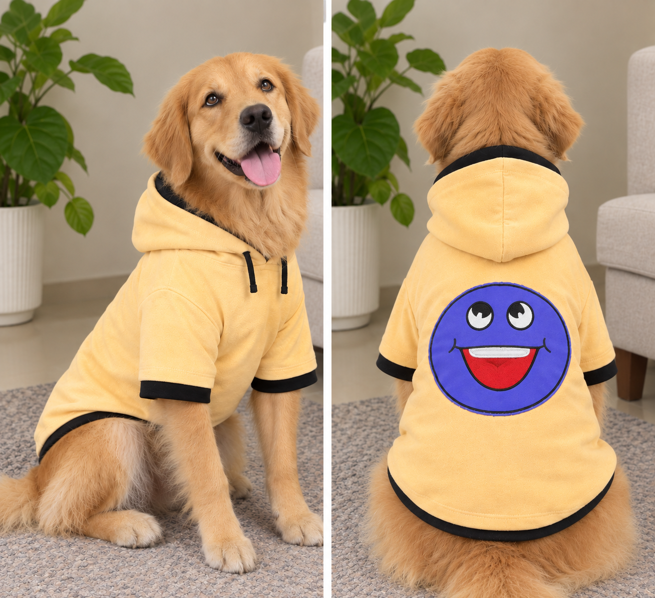 Peach Smiley Half-Sleeve Hoodie