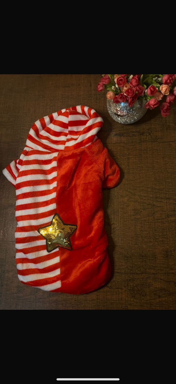 Red & White Striped Star-Free Fleece Hoodie - Image 3