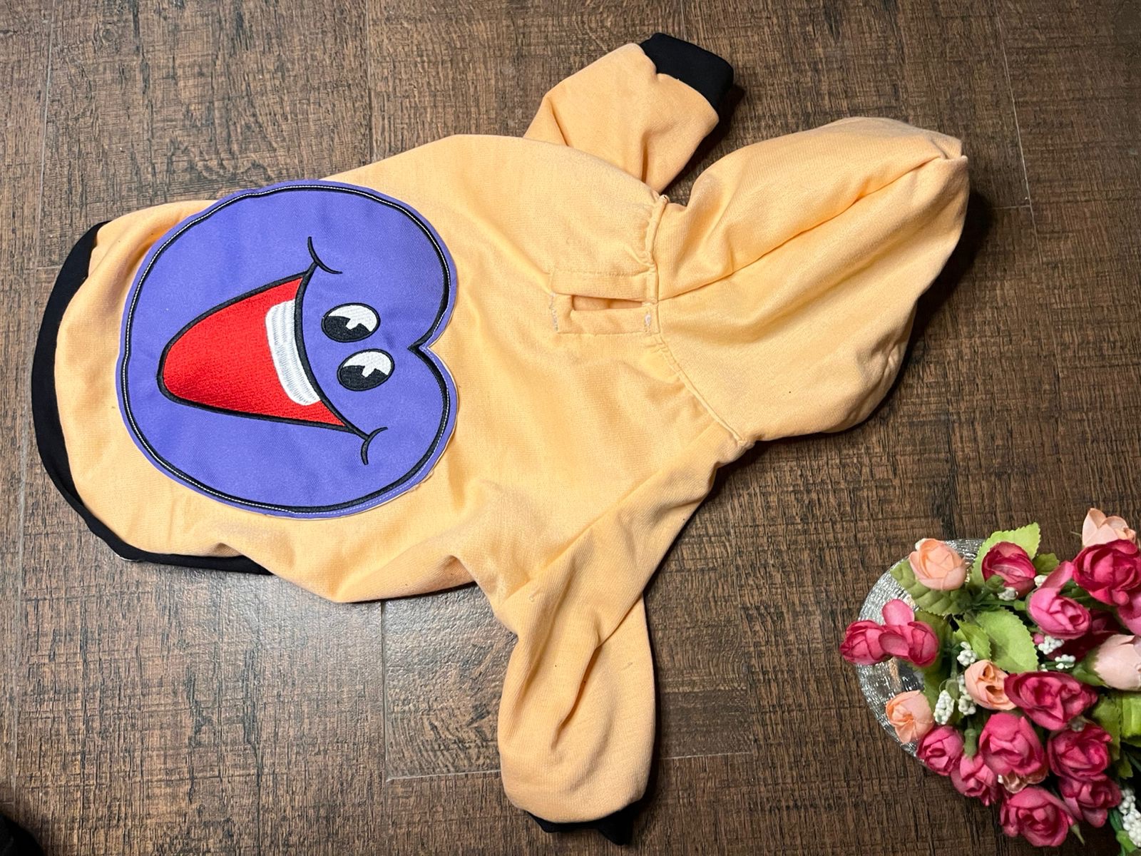 Peach Smiley Half-Sleeve Hoodie - Image 3