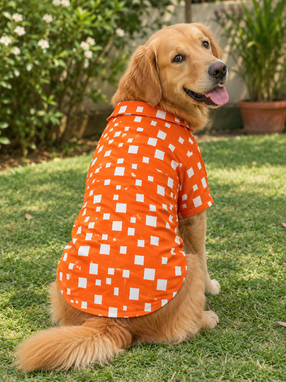 Orange Geometric Print Dog Shirt