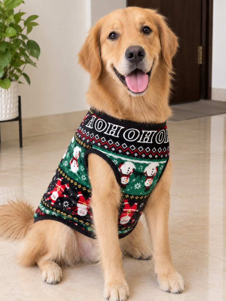 Christmas Print Fleece Pet T-Shirt