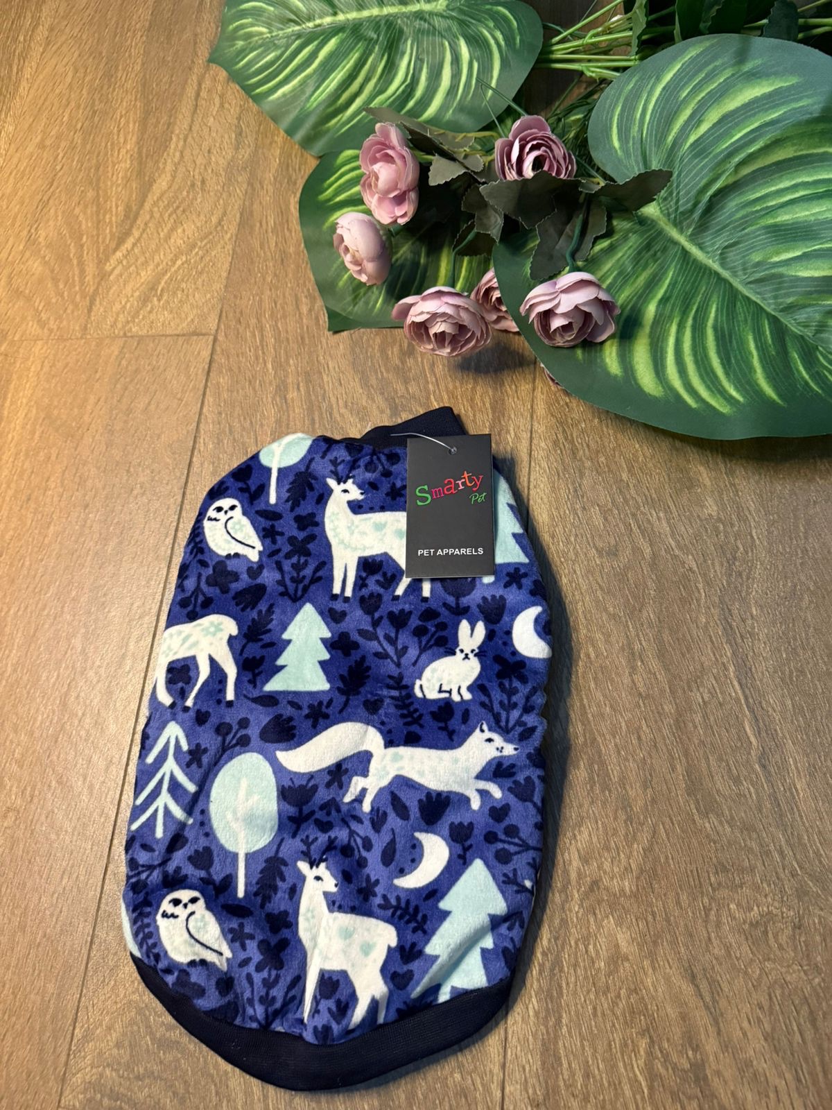 Navy Deer Print Winter Fleece Tee - Image 2
