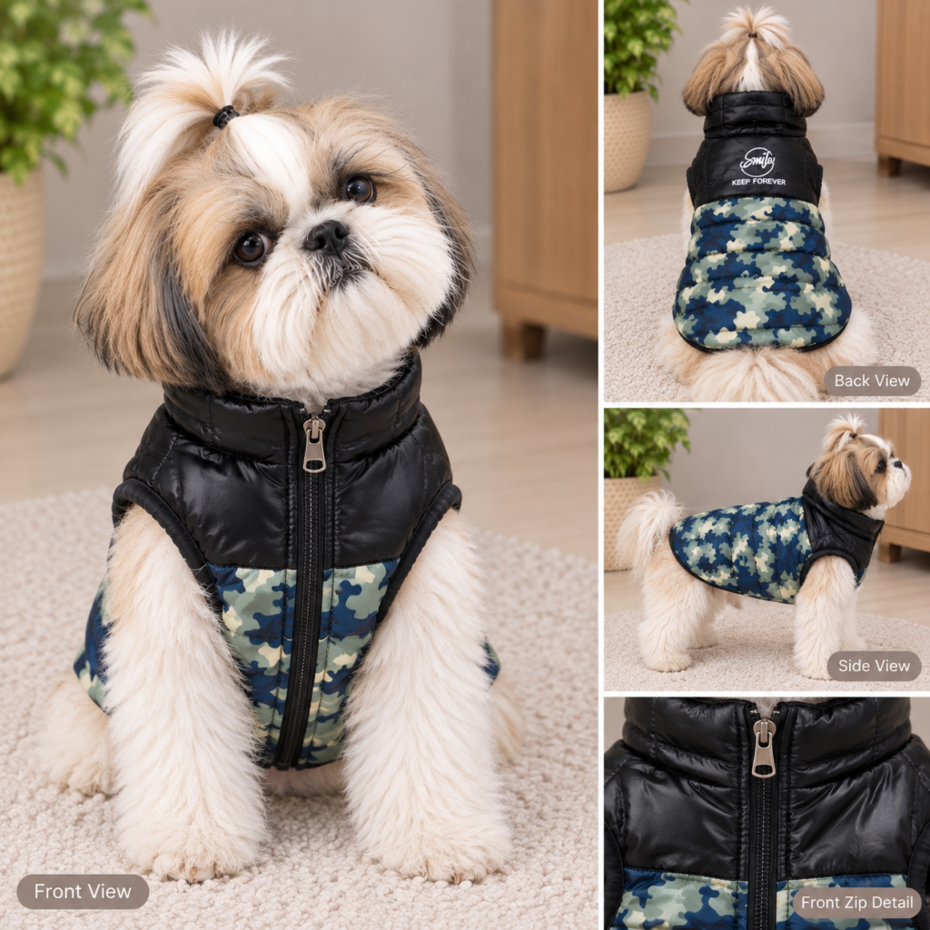 Camouflage Winter Puffer Dog Jacket