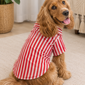 ❤️ Red & White Striped Dog Shirt