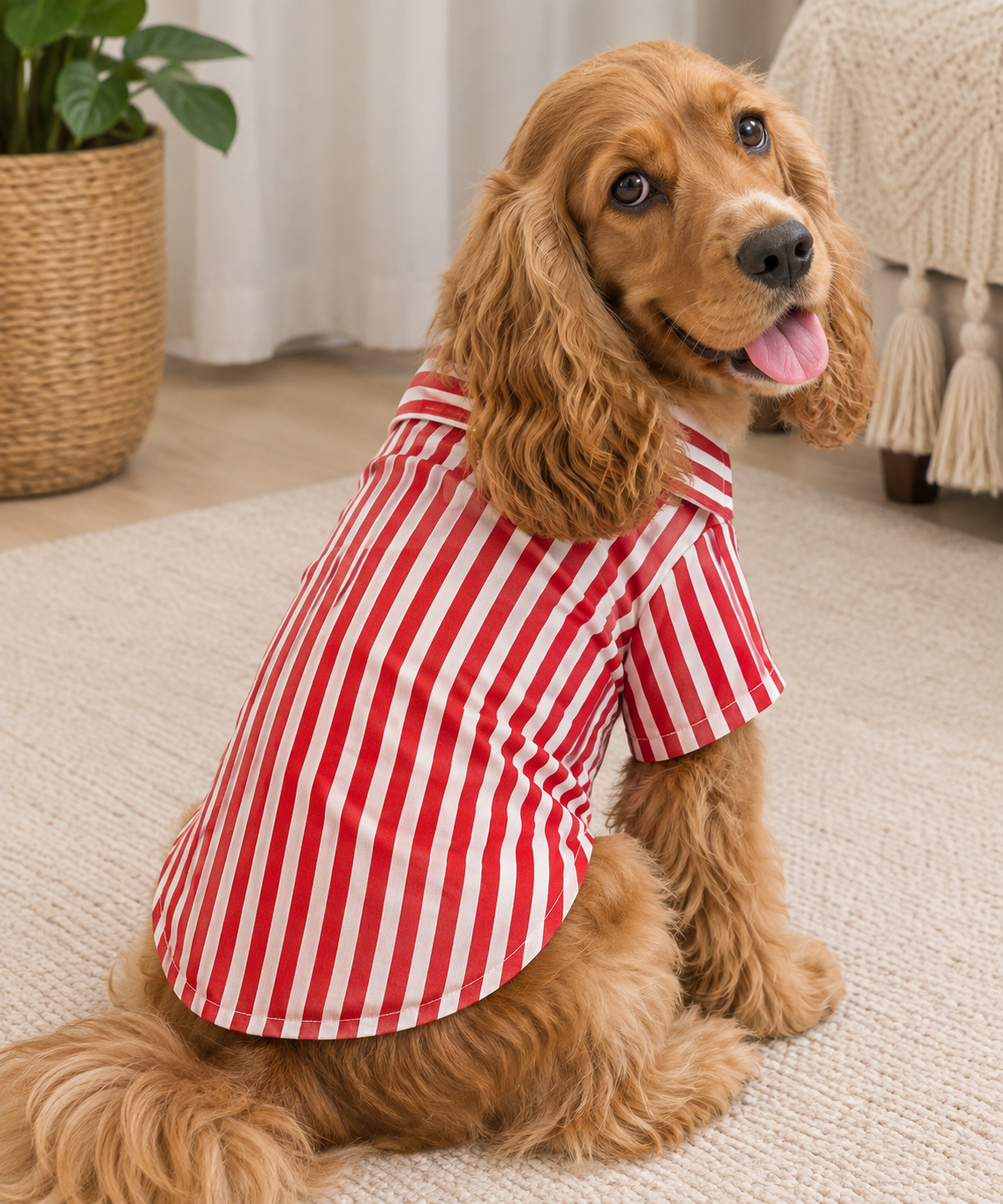 ❤️ Red & White Striped Dog Shirt