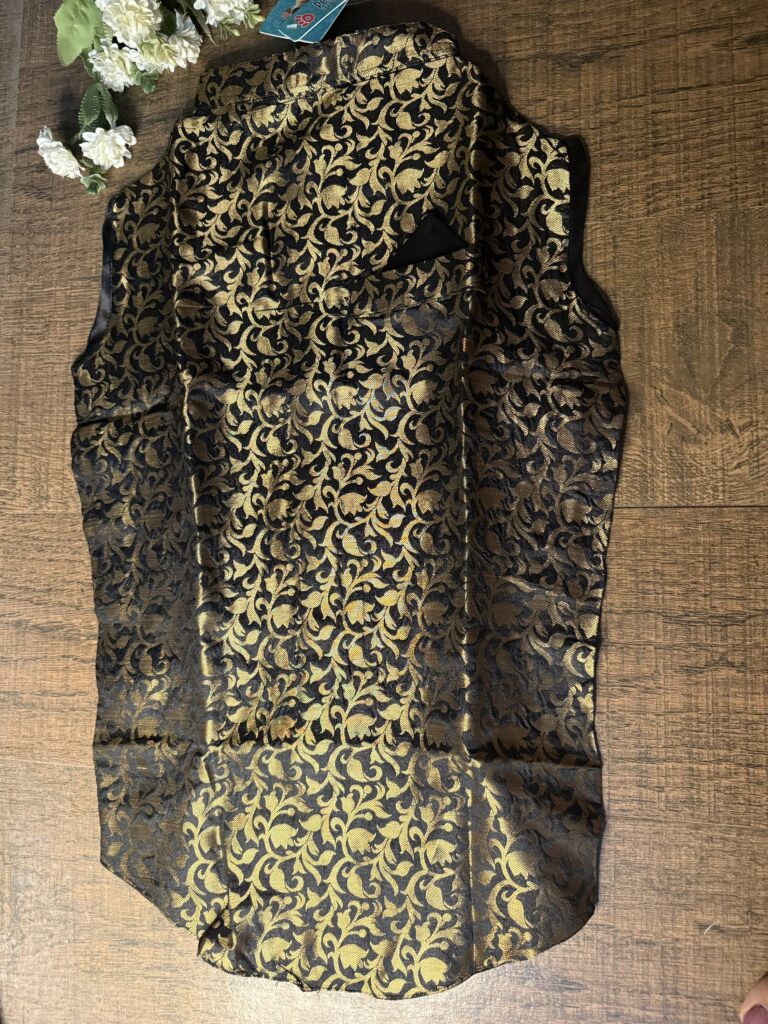 Black & Gold Brocade Sherwani for Dogs