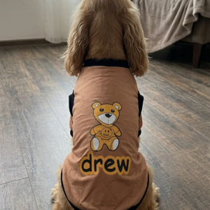 Drew Teddy Bear Sleeveless Dog T-Shirt –Peach & Black