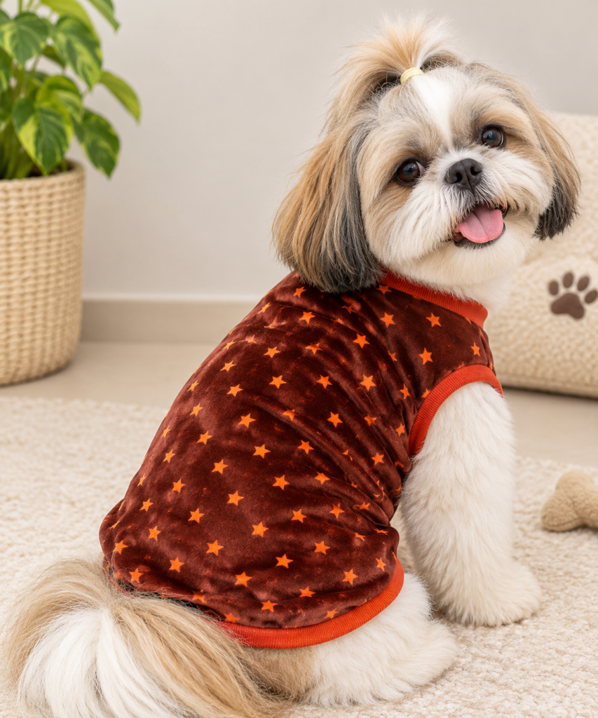 Brown Velvet Orange Star Winter Tee