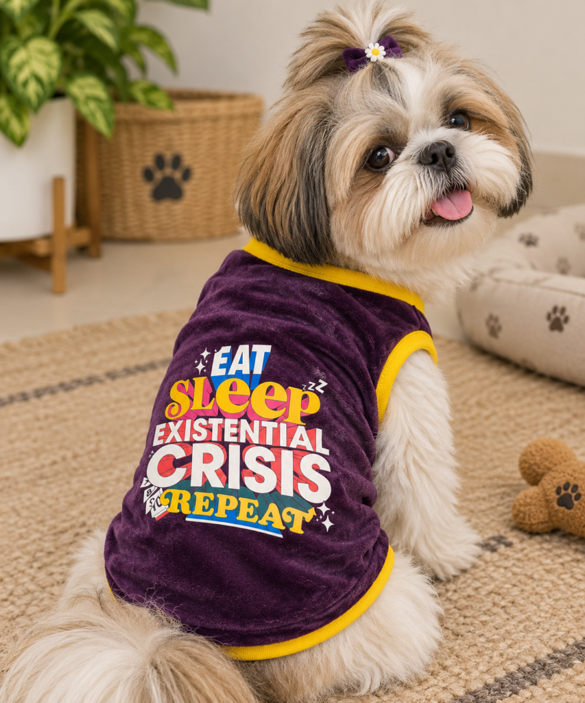 Eat Sleep Existential Crisis Repeat Sleeveless Velvet Tee