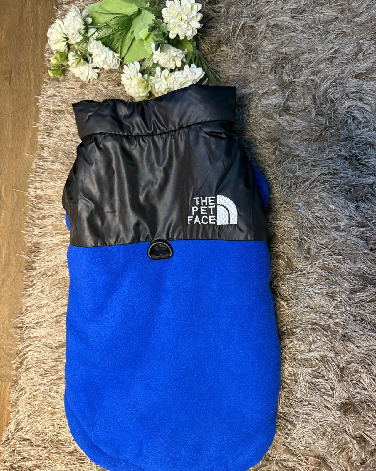 The Pet Face Blue & Black Half-Sleeve Winter Jacket - Image 2