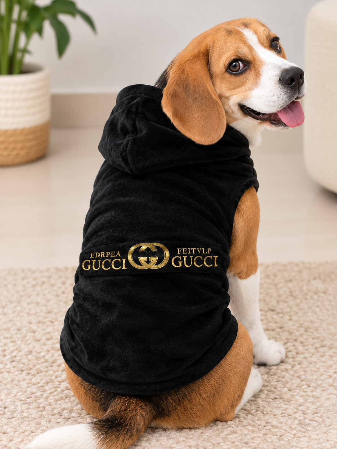 🖤 Premium Gucci Black & Gold Velvet Hoodie ✨