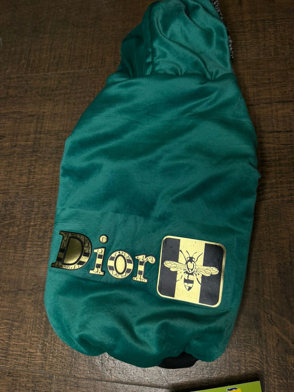 Premium Dior Teal Velvet Hoodie - Image 2