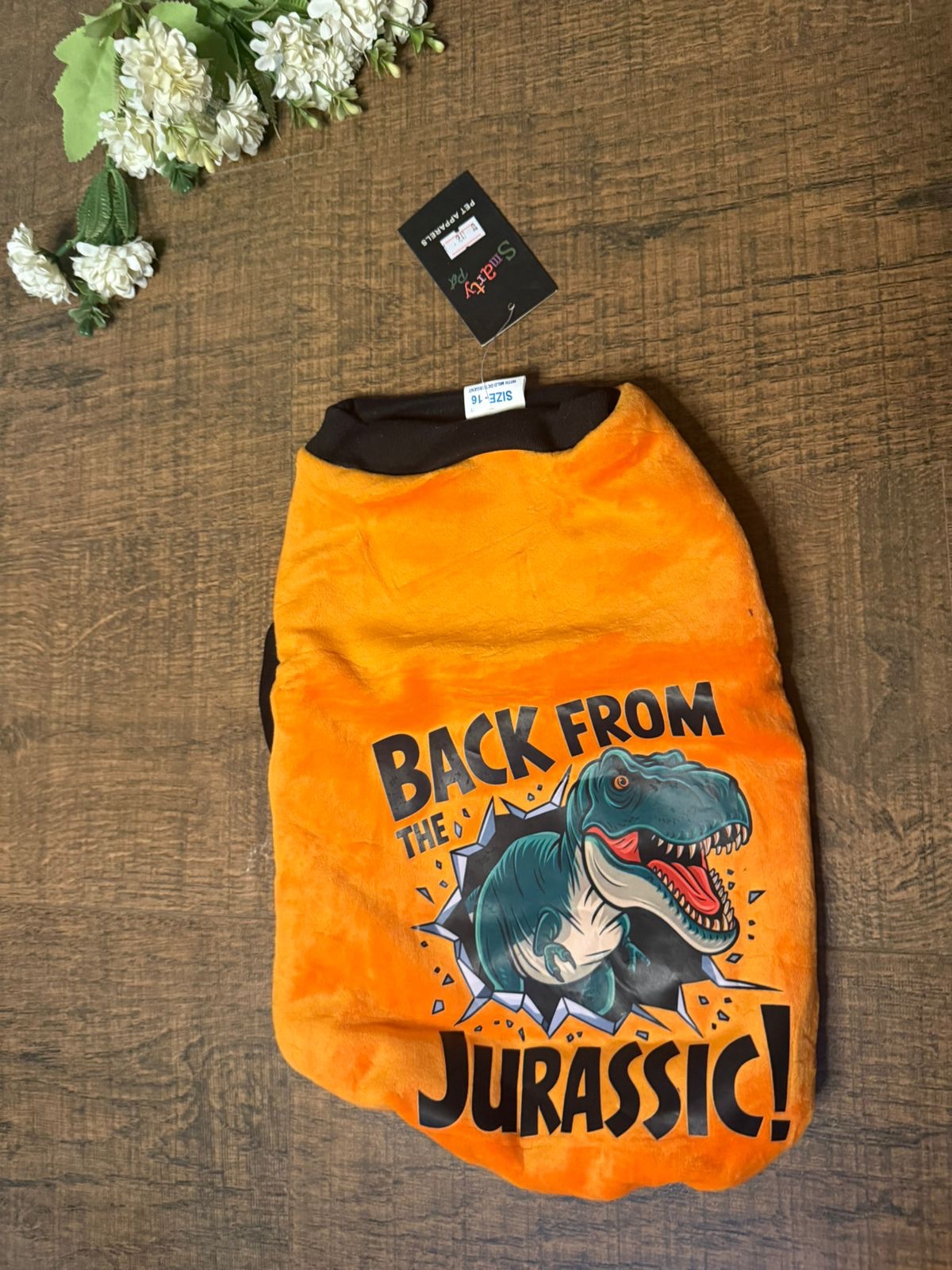 🦖 Back from the Jurassic – Orange Velvet Tee - Image 2