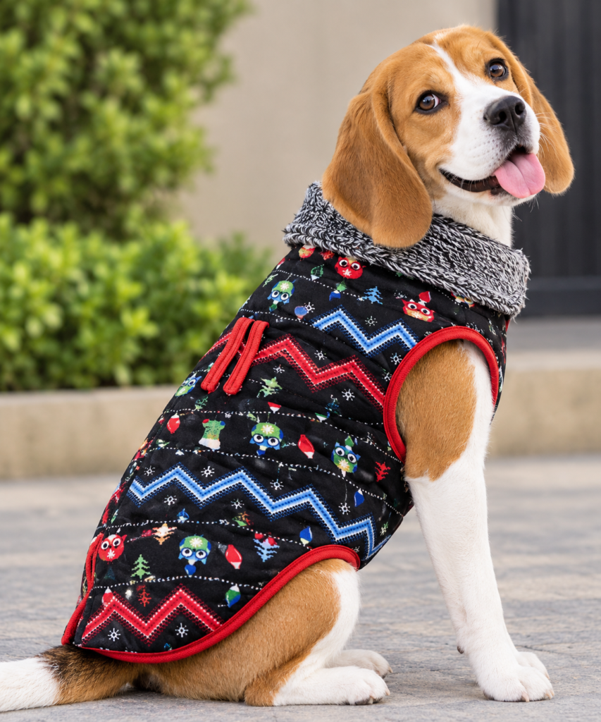 Christmas Theme Fleece & Fur Dog Coat