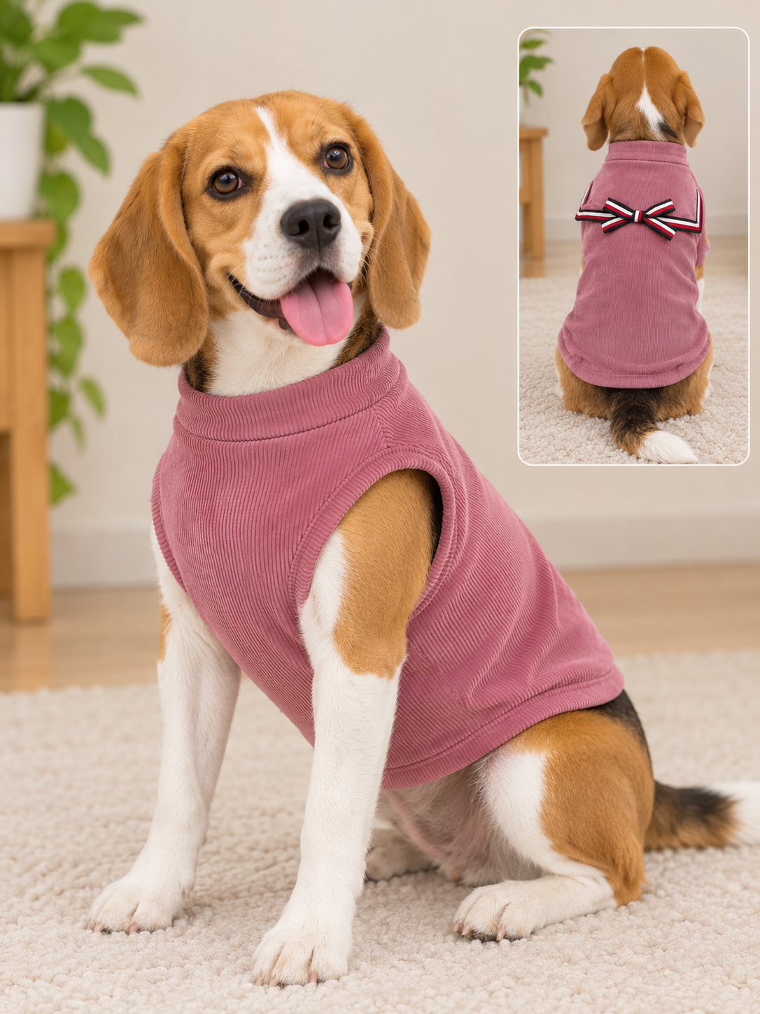 Pink Corduroy Sleeveless Winter Tee