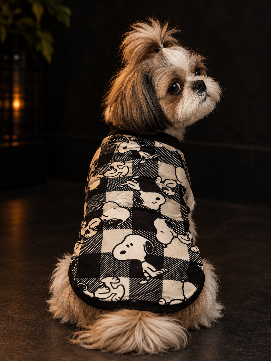 Black & White Printed Velvet Dog Tee – Trendy Pet Fashion