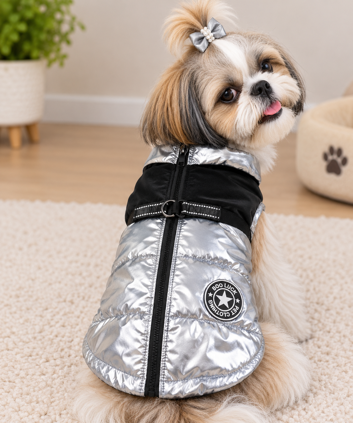 Silver Metallic Puffer Jacket