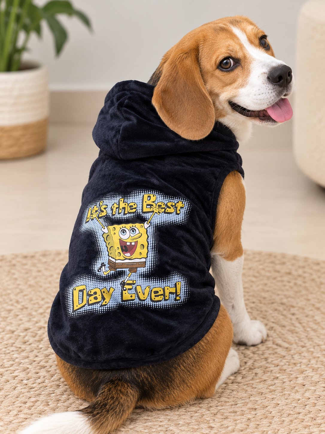 SpongeBob Best Day Ever Sleeveless Velvet Hoodie