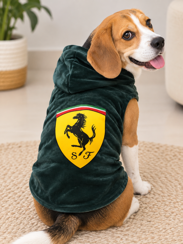 Ferrari Style Sleeveless Velvet Hoodie