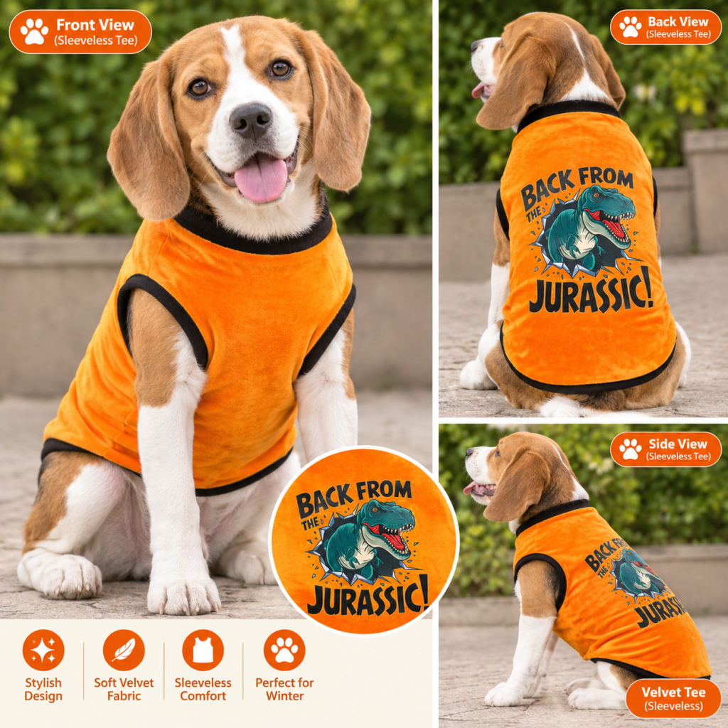 🦖 Back from the Jurassic – Orange Velvet Tee