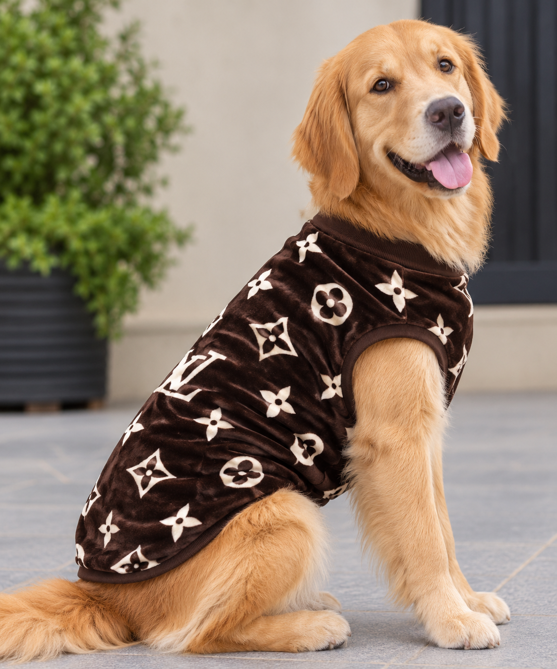 LV Monogram Velvet Winter Tee – Chocolate Brown 🤎
