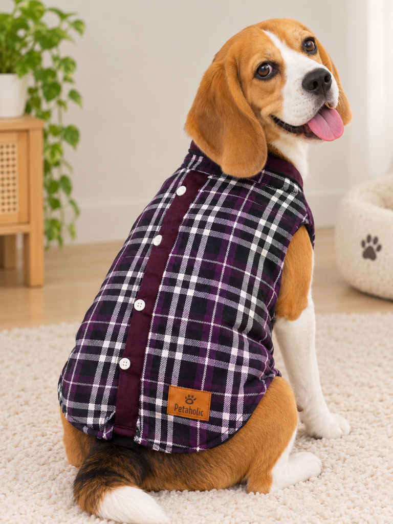 Purple Plaid Button-Down Winter Tee