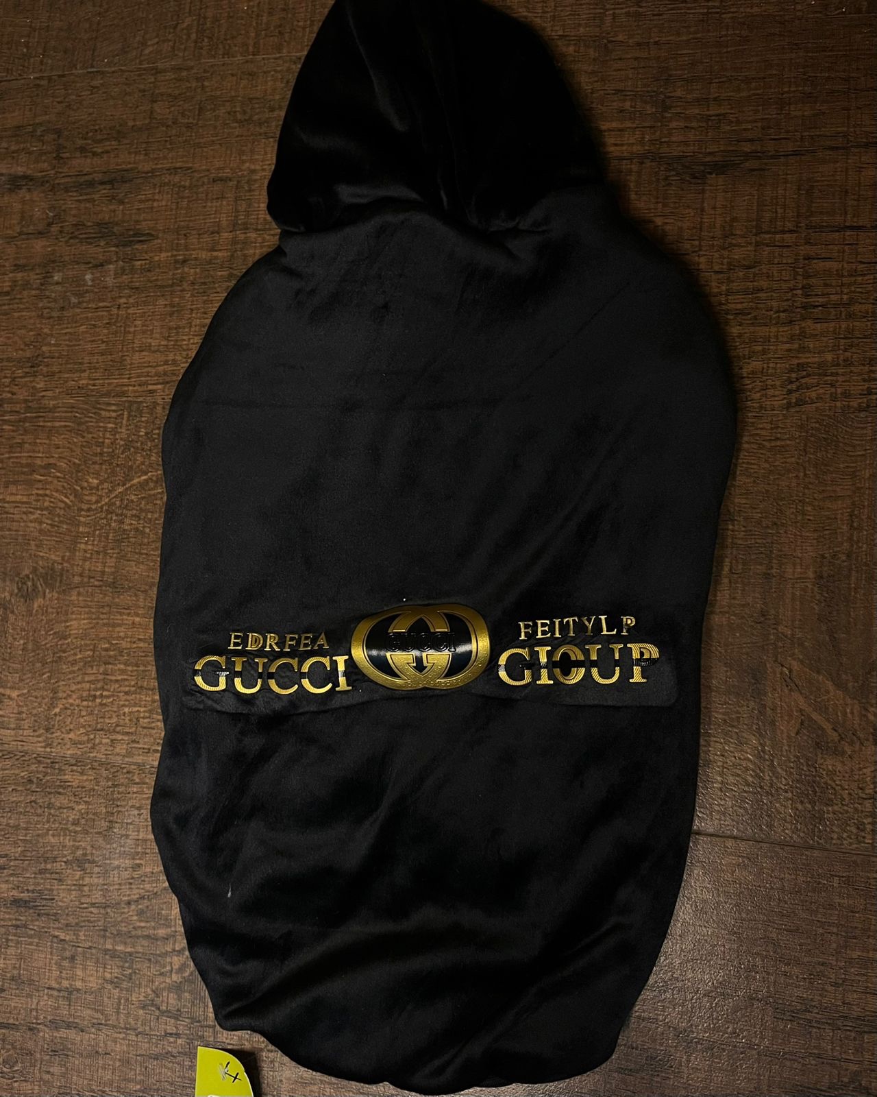 🖤 Premium Gucci Black & Gold Velvet Hoodie ✨ - Image 2