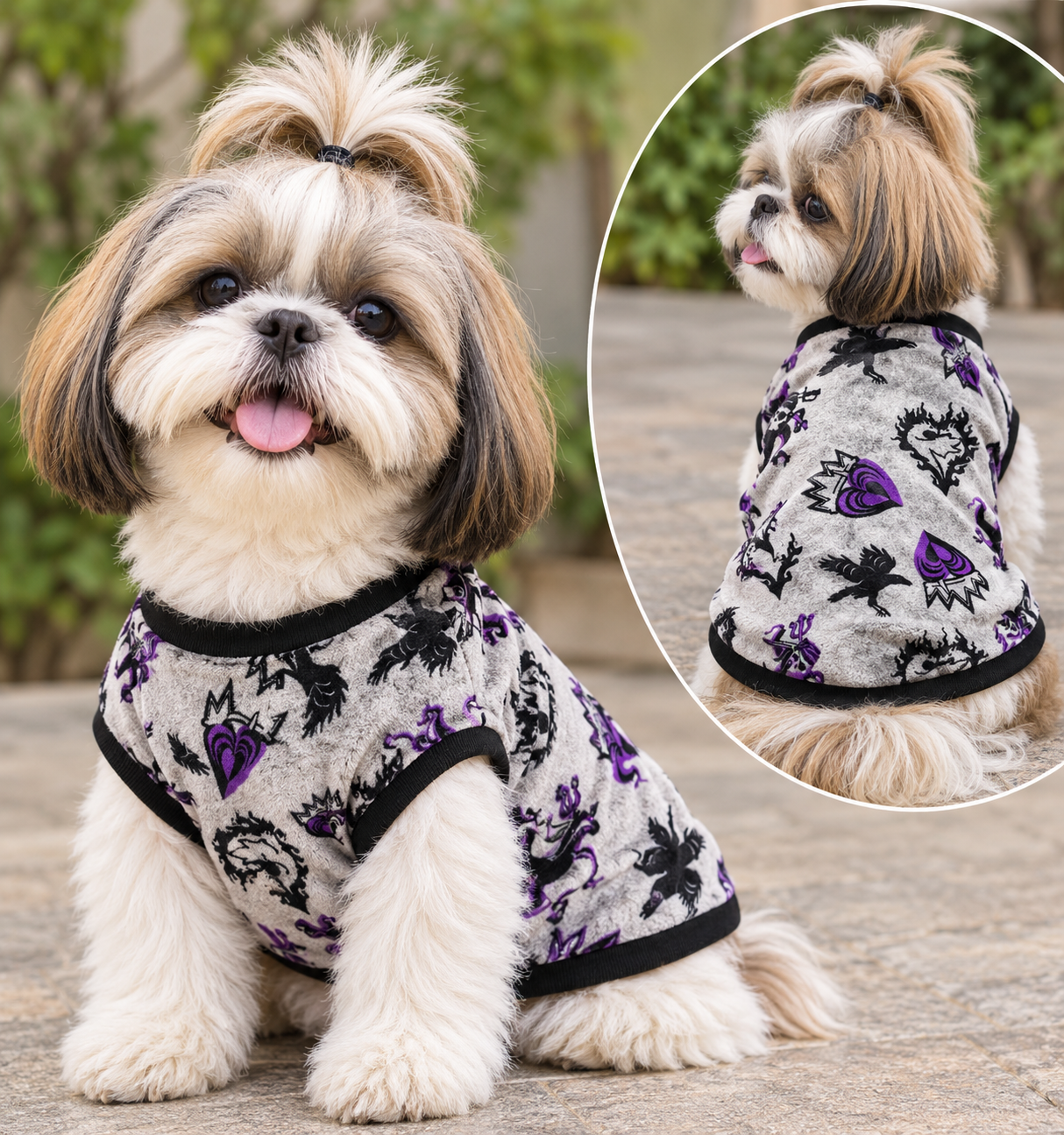 Grey & Purple Printed Velvet Winter T-Shirt