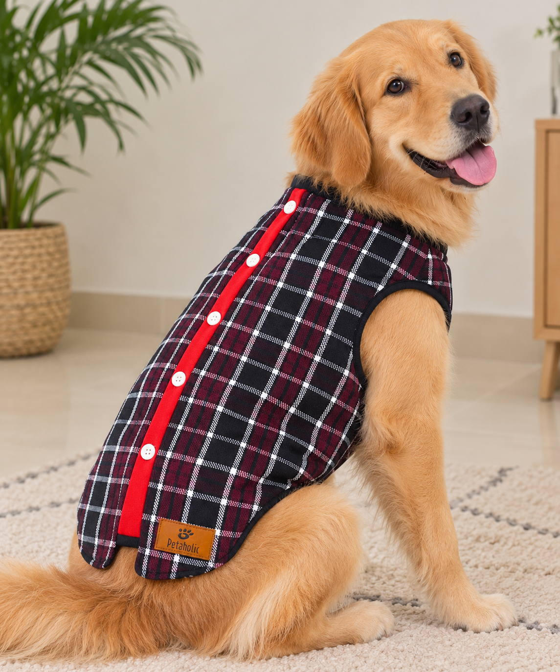 Black, Red & Maroon Check Shirt-Style Winter Tee