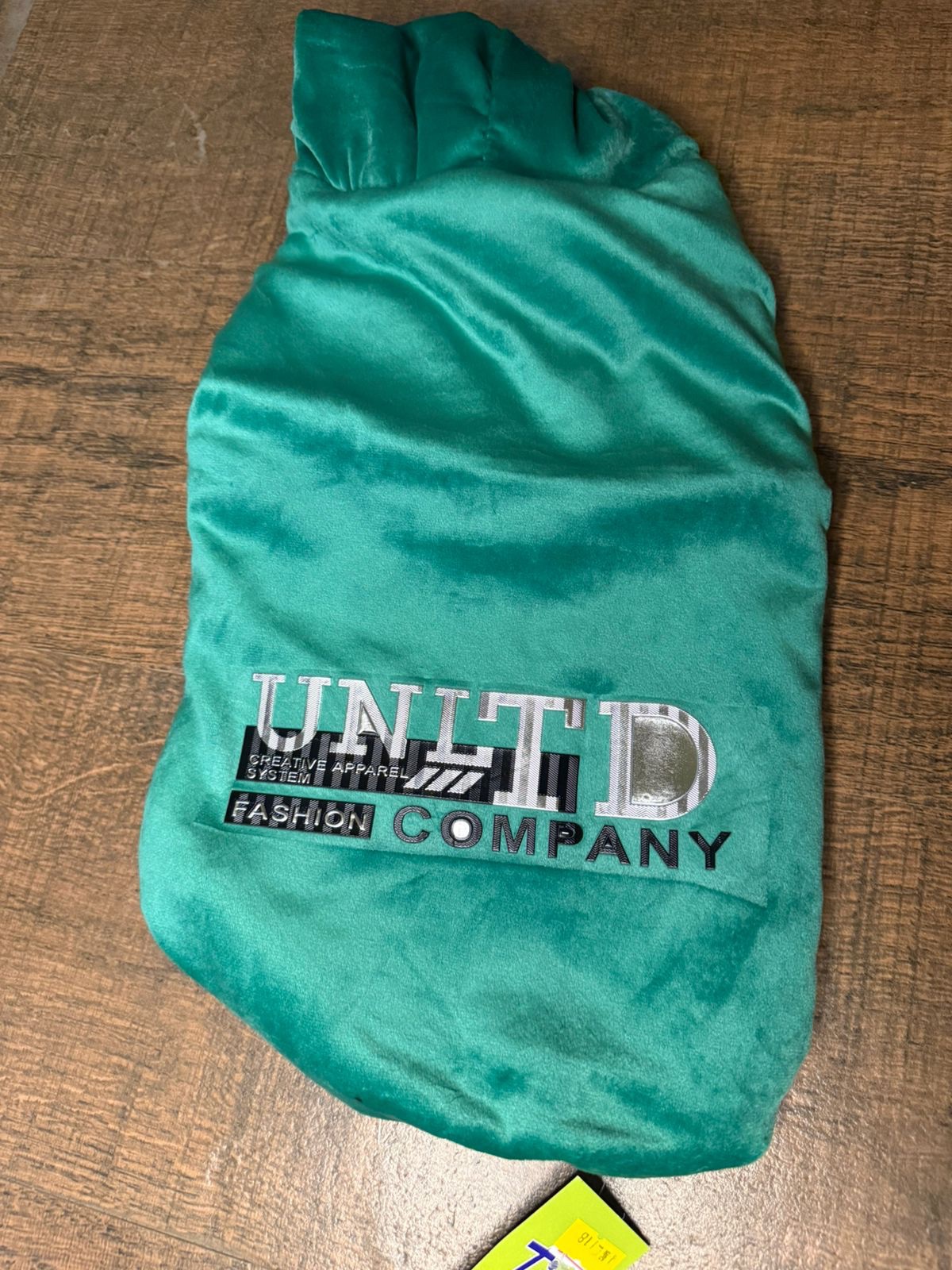 Teal Green Velvet Sleeveless Hoodie - Image 2