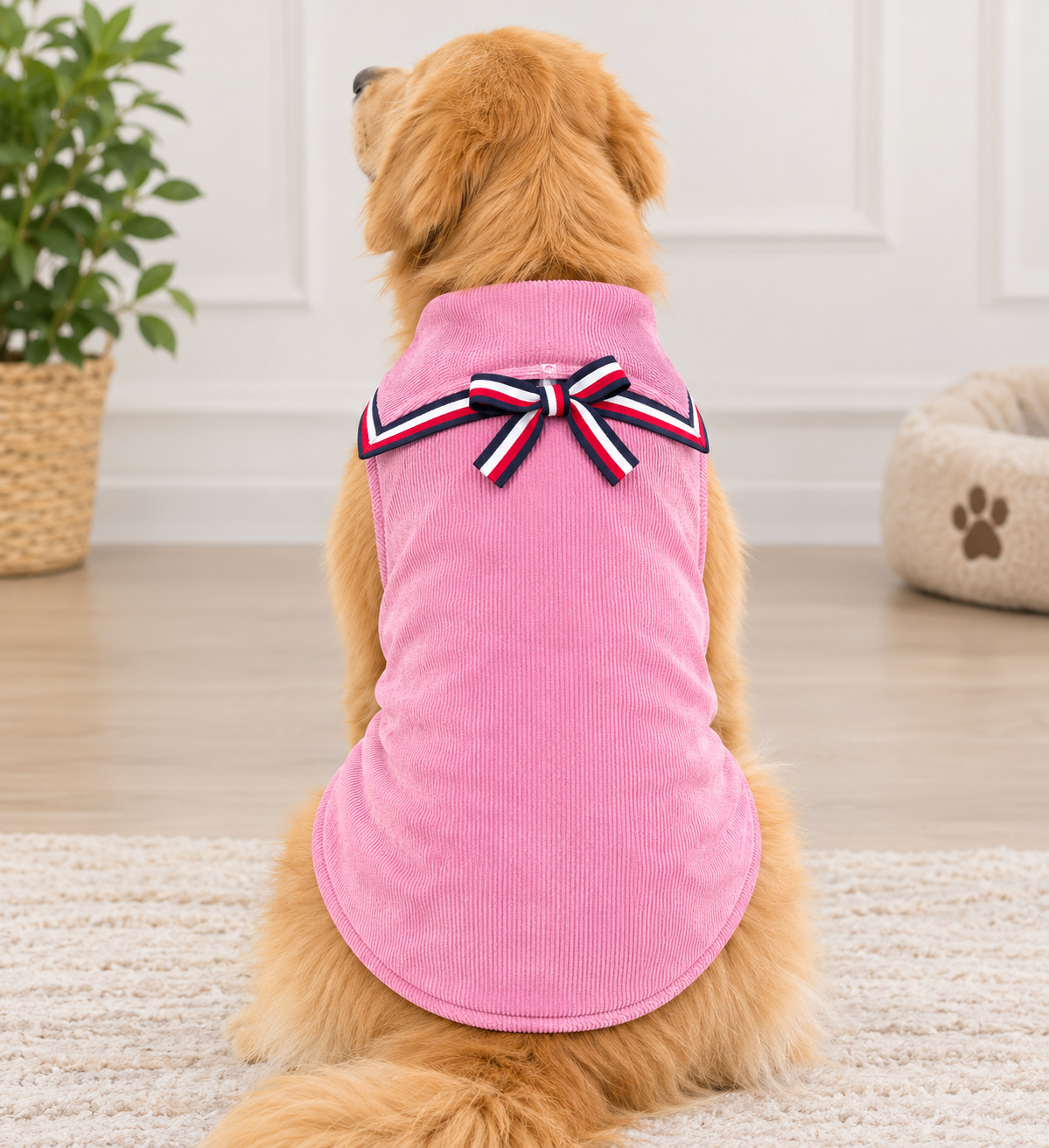 Pink Corduroy Winter Tee with Bow