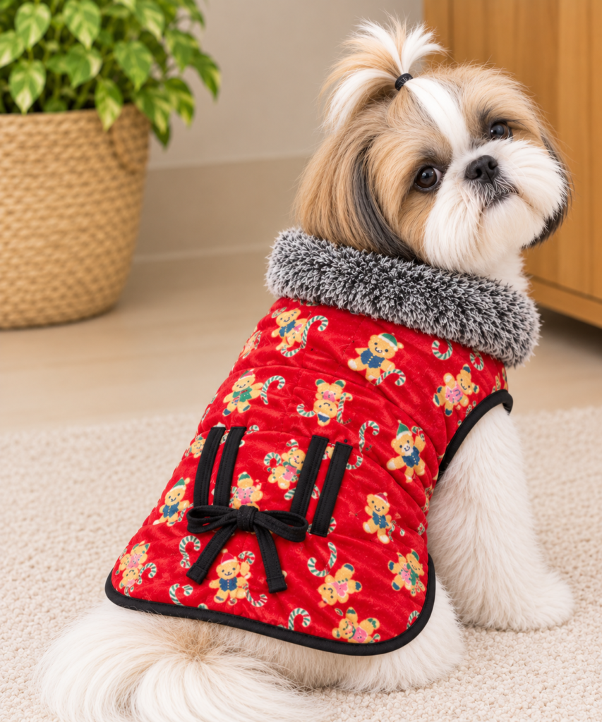 Red Gingerbread Velvet Fur Coat