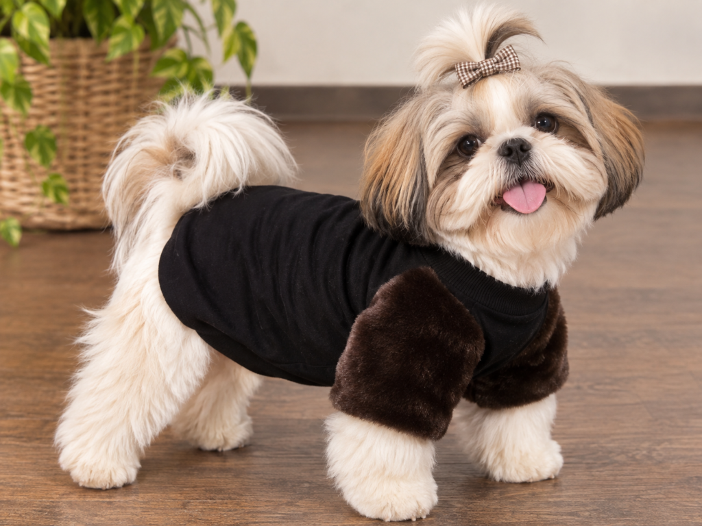 Black Fur-Sleeve Winter Tee