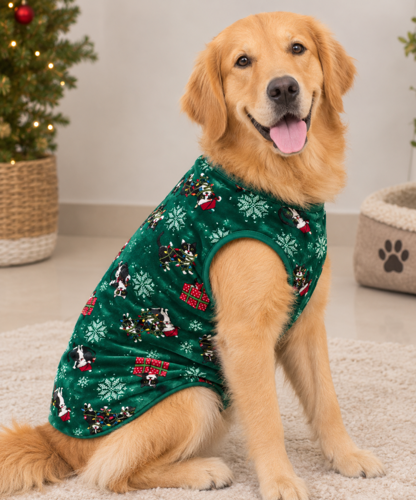 Green Christmas Printed Velvet Winter Tee