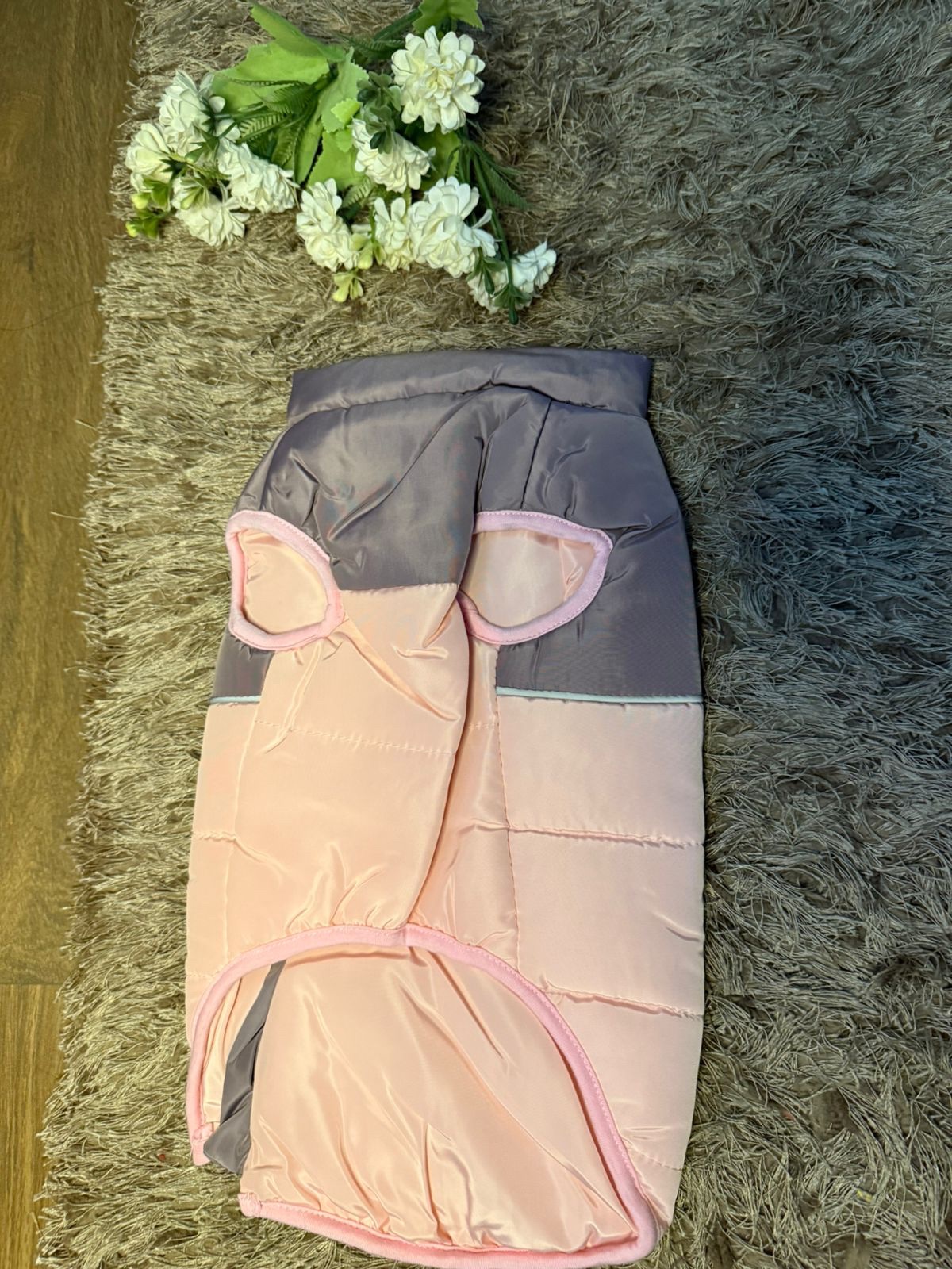 Pink & Grey Quilted Winter Jacket - Image 3