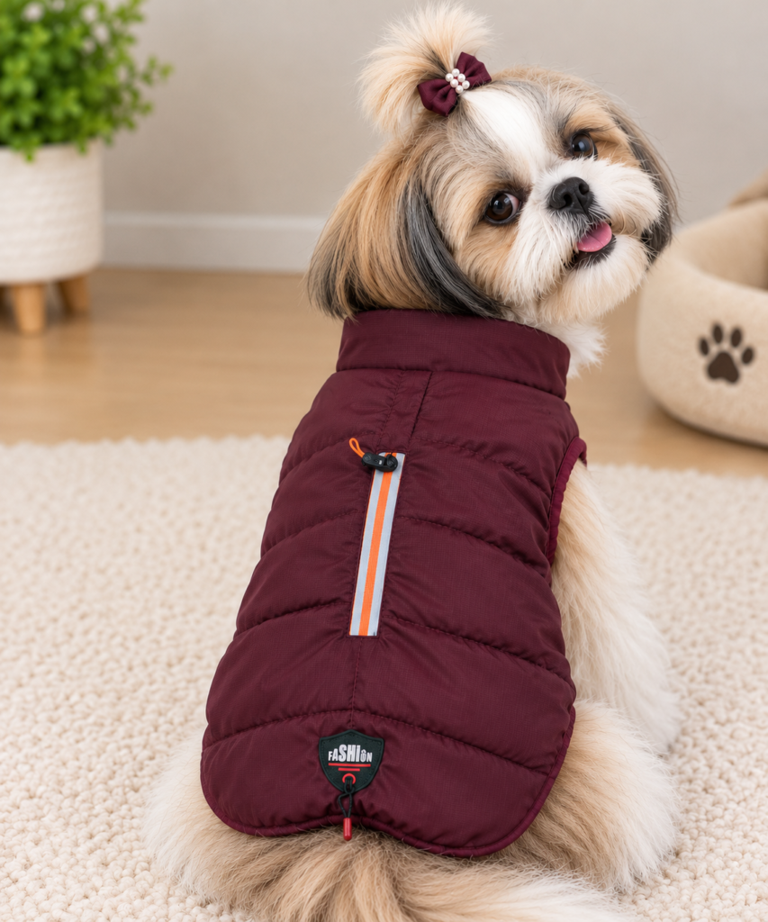 Maroon Quilted Winter Jacket✨