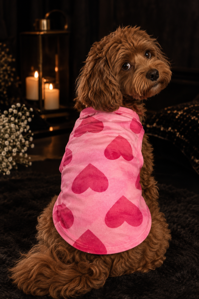 Pink Hearts Dog T-Shirt Velvet