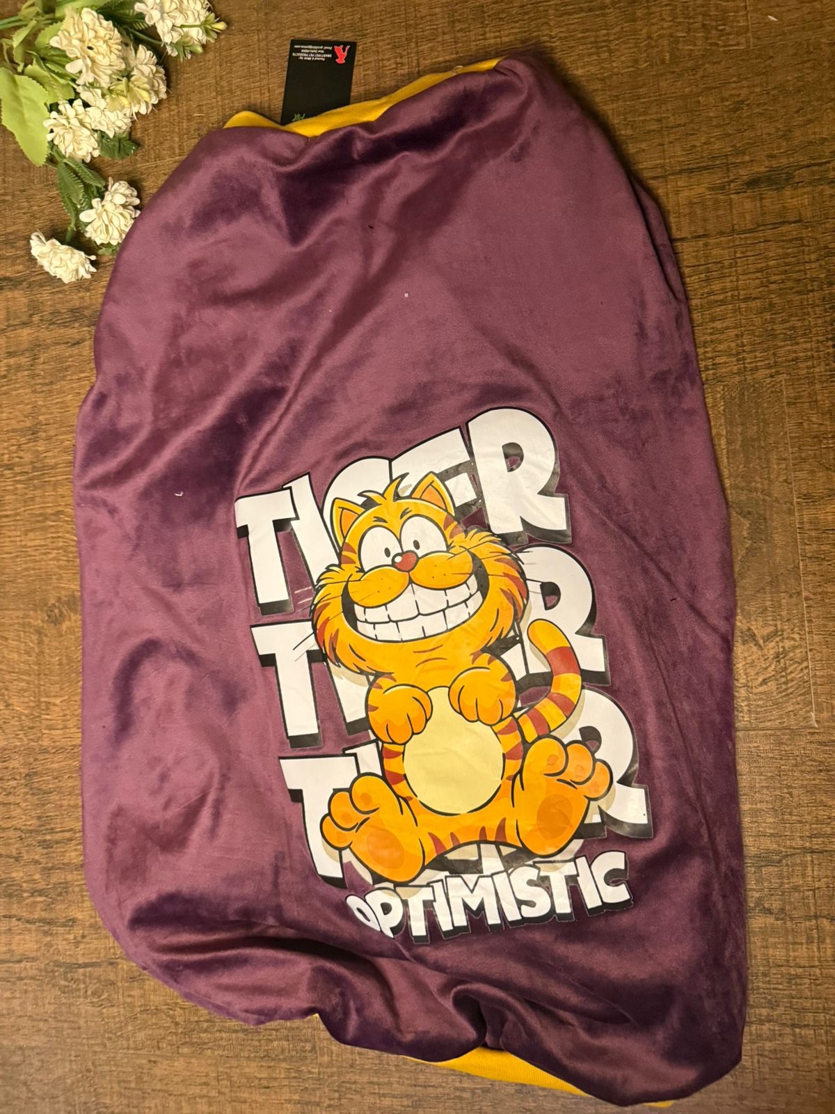 Tiger Cat Printed Velvet Winter Tee - Image 2