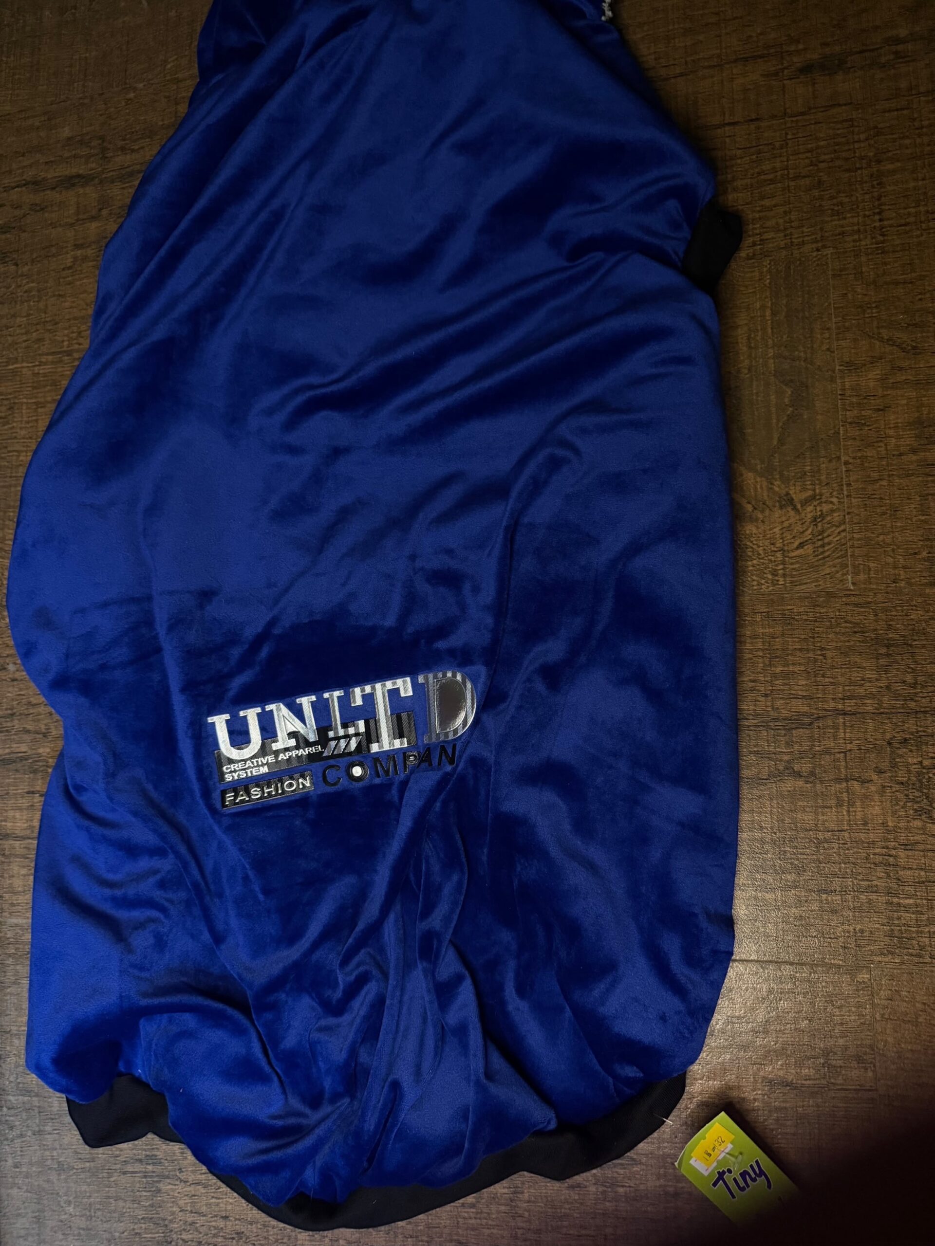 Royal Blue Velvet Sleeveless Hoodie - Image 2