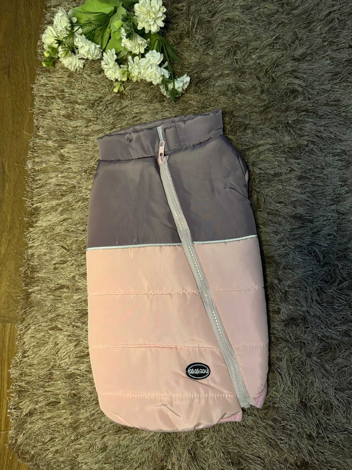 Pink & Grey Quilted Winter Jacket - Image 2