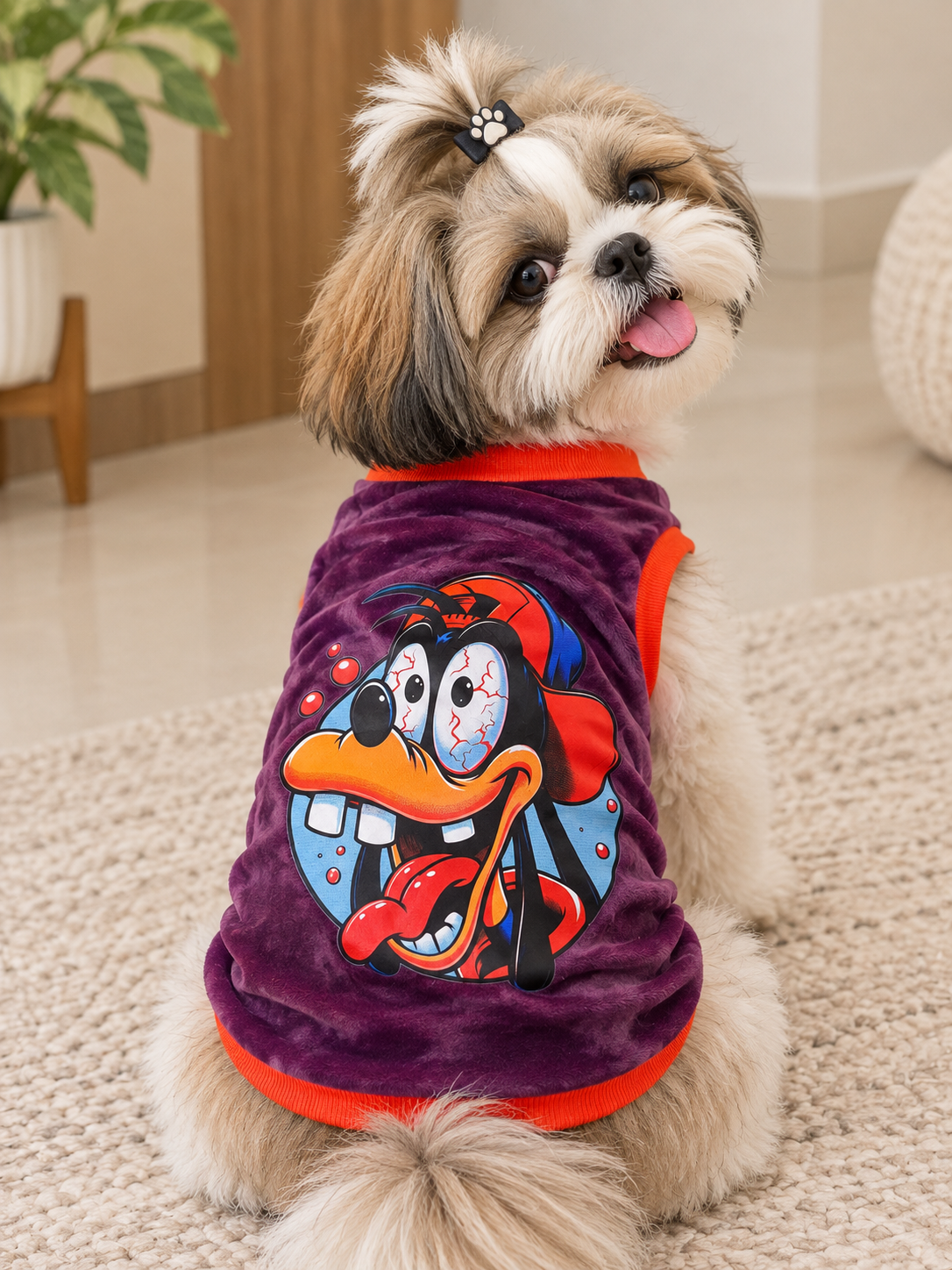 Goofy Sleeveless Velvet Winter Tee