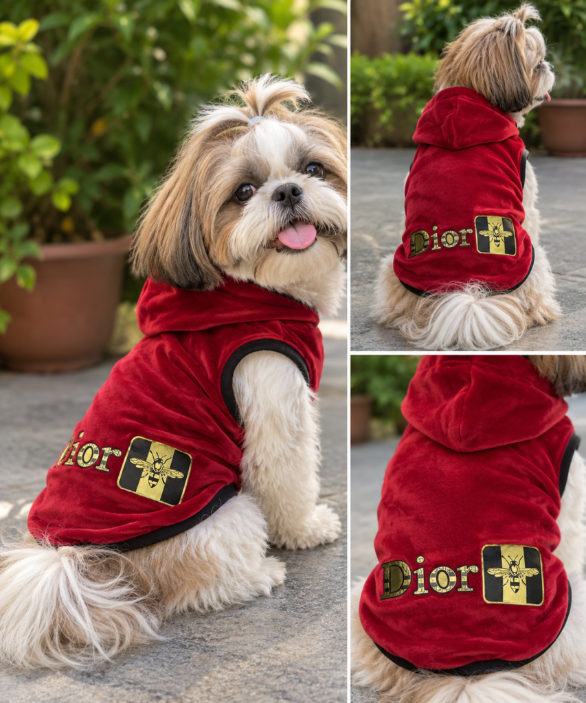 Premium Dior Red Velvet Hoodie