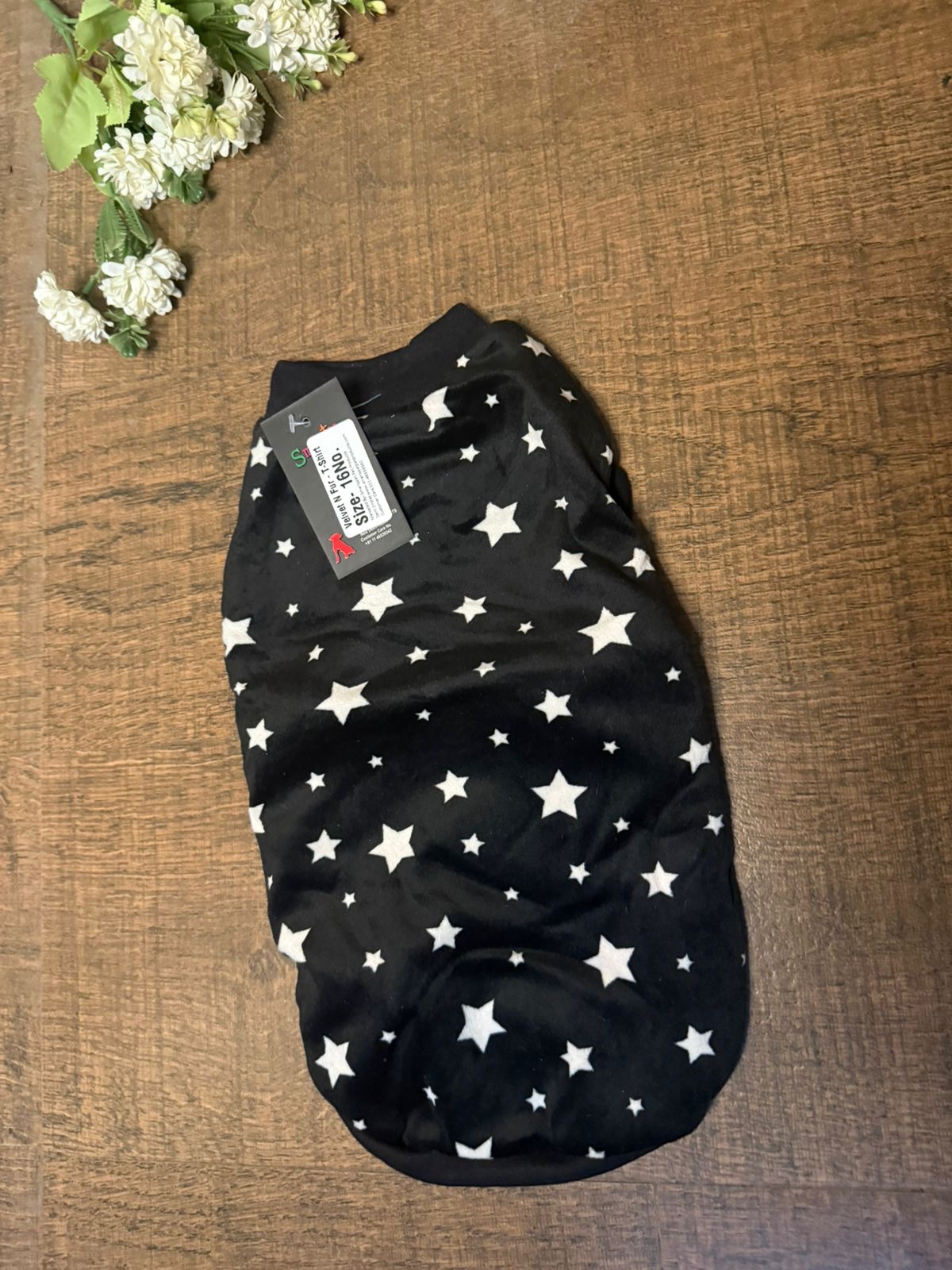 Black Star Sleeveless Velvet Winter T-Shirt - Image 2
