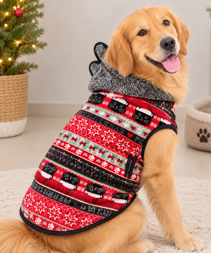 Christmas Printed Tying-Style Fur Coat