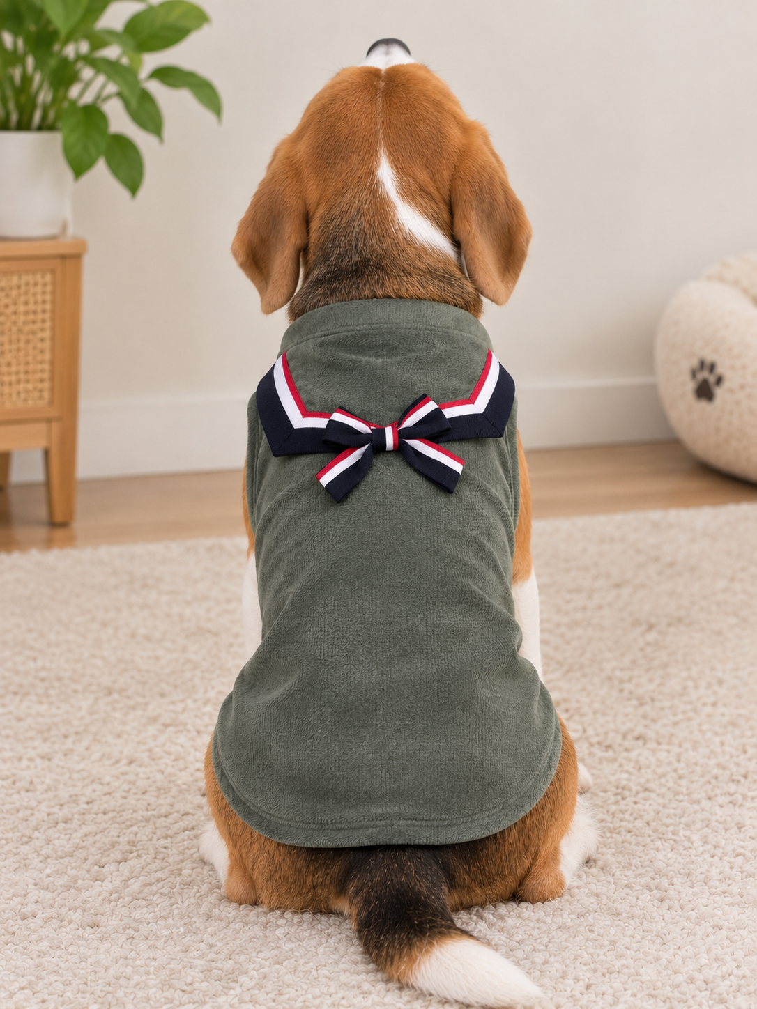 Olive Green Corduroy Winter Tee with Bow