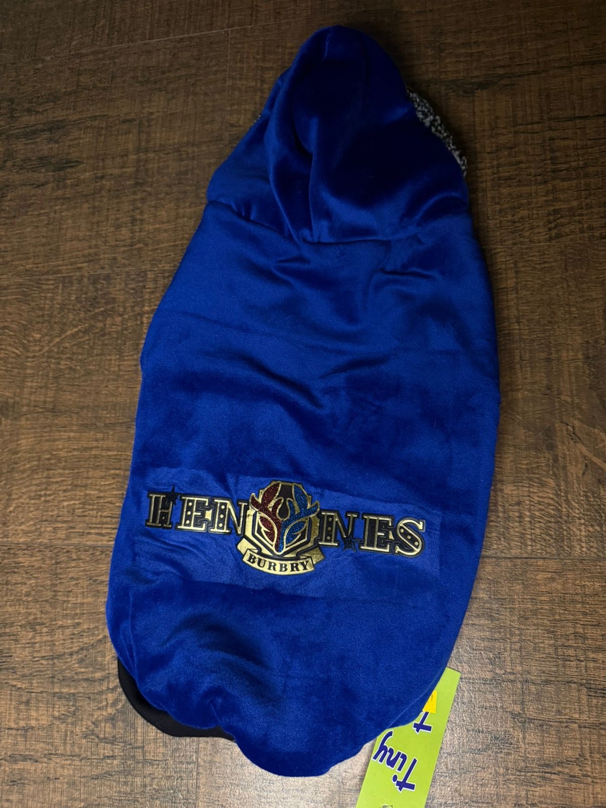 Burberry Royal Blue Velvet Hoodie - Image 2