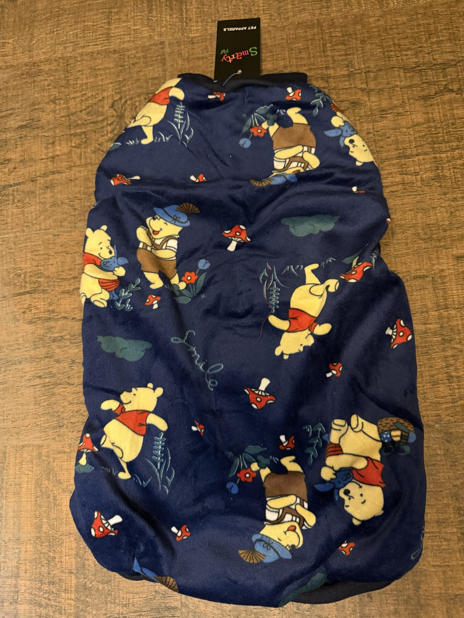 Navy Blue Cartoon Velvet Dog Tee | Cute Bear Print Pet Clothes - Image 2