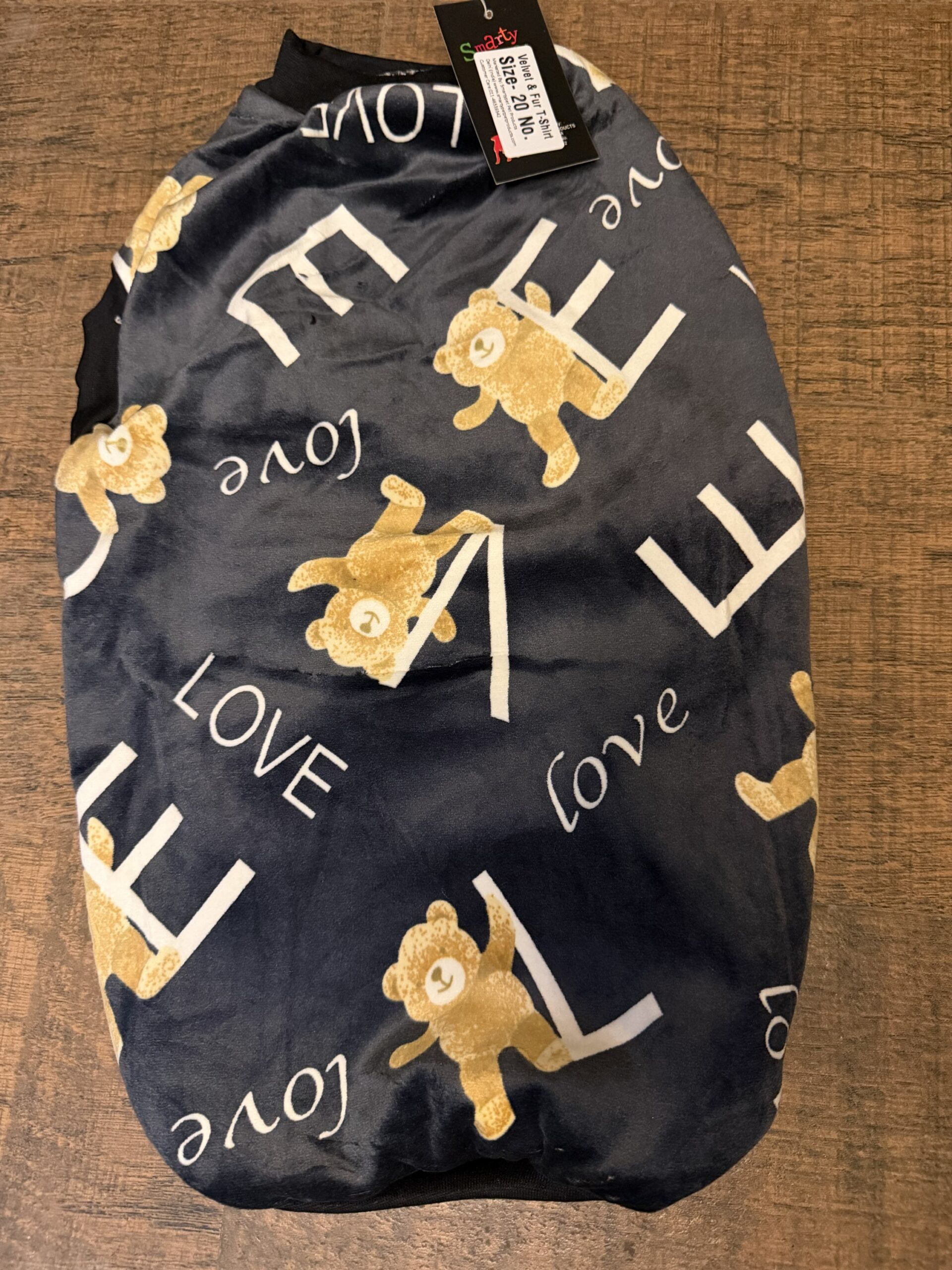Navy Blue Teddy Bear Velvet Dog Tee – Cute & Stylish Pet Wear - Image 2