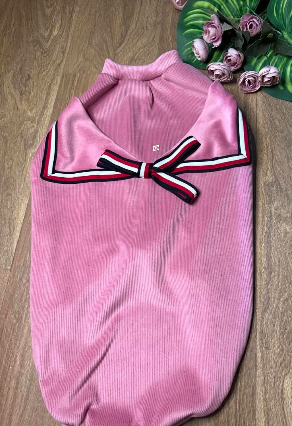 Pink Corduroy Winter Tee with Bow - Image 2